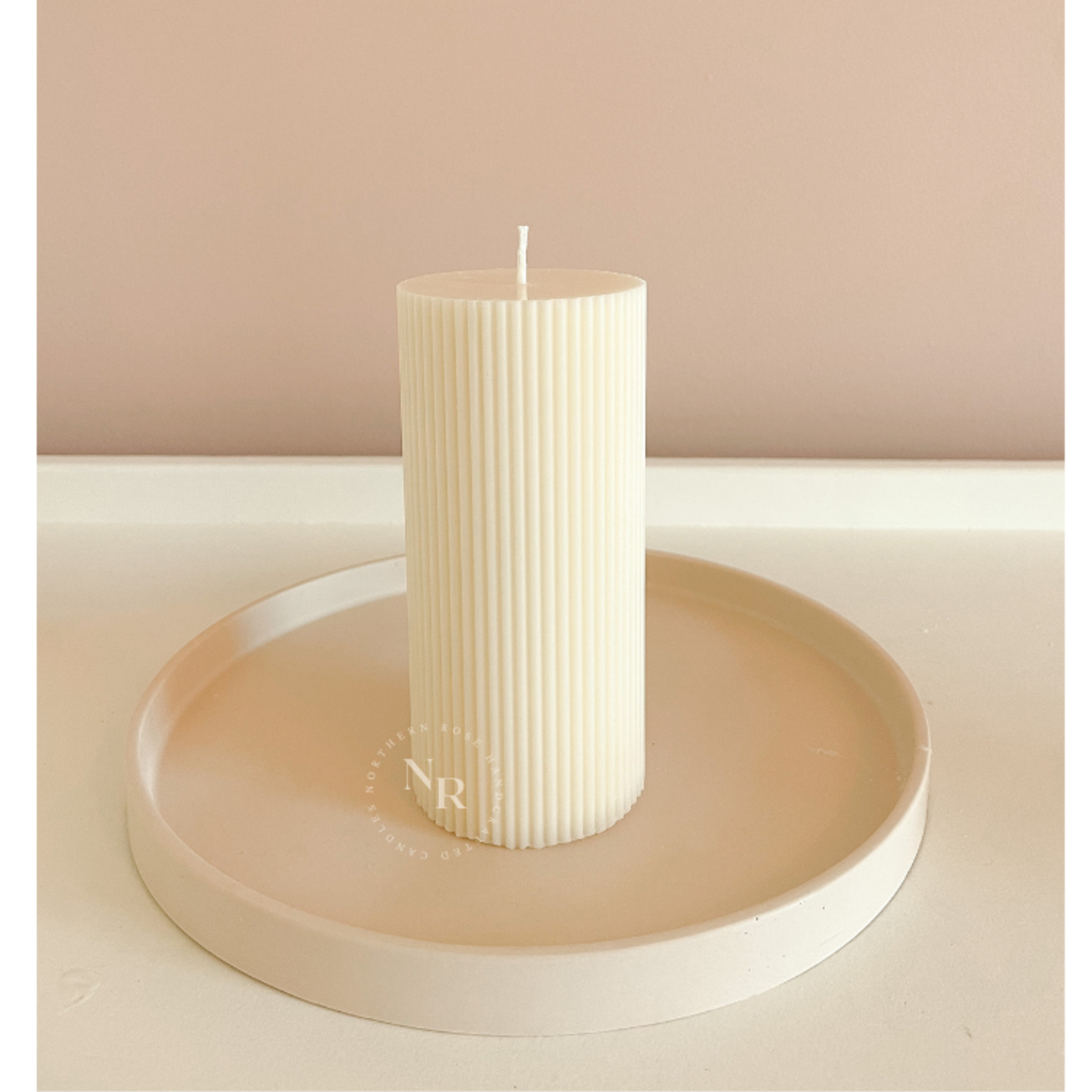 Amelia Pinstripe Pillar Candle