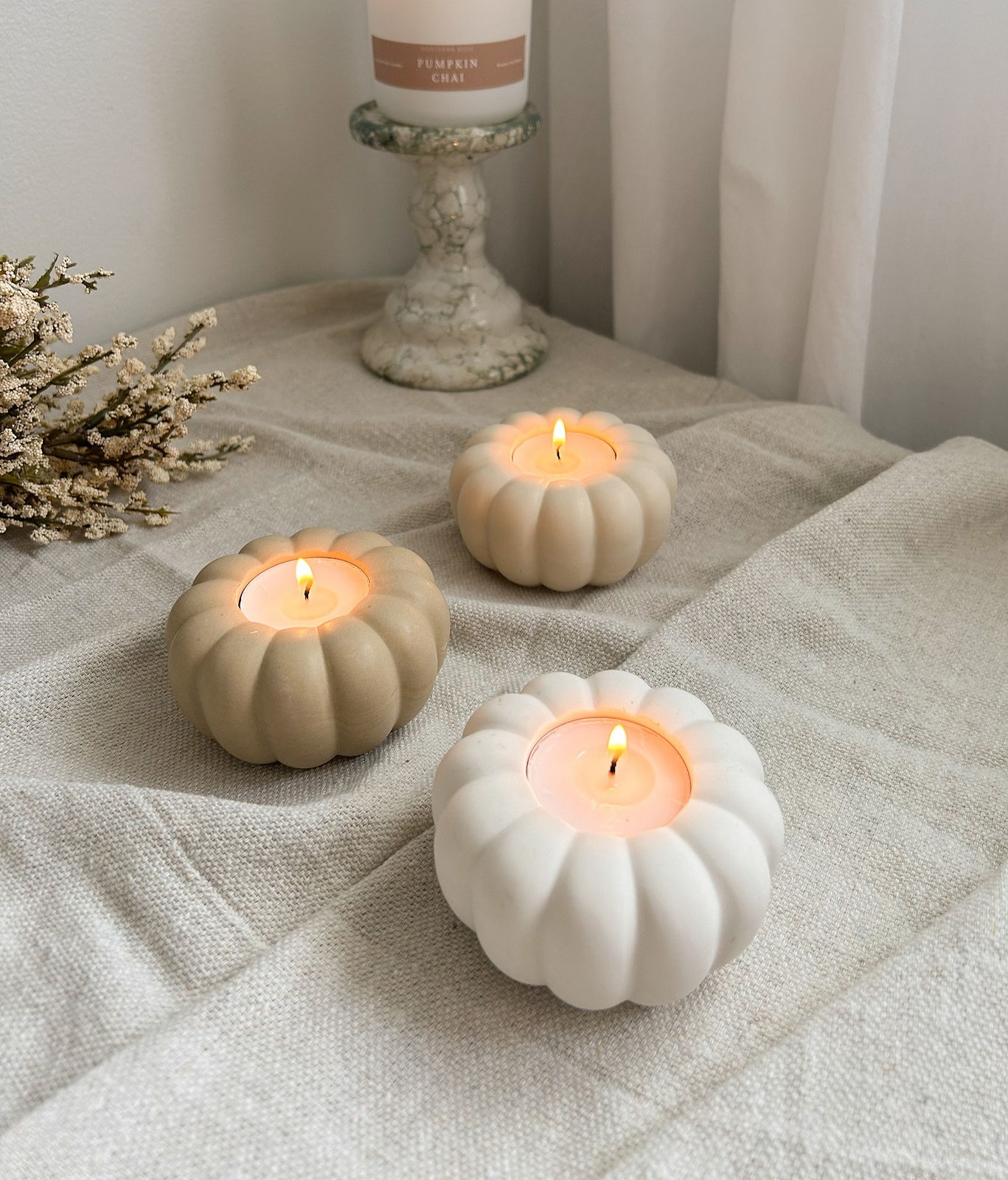 Stone Pumpkin Tealight Holder
