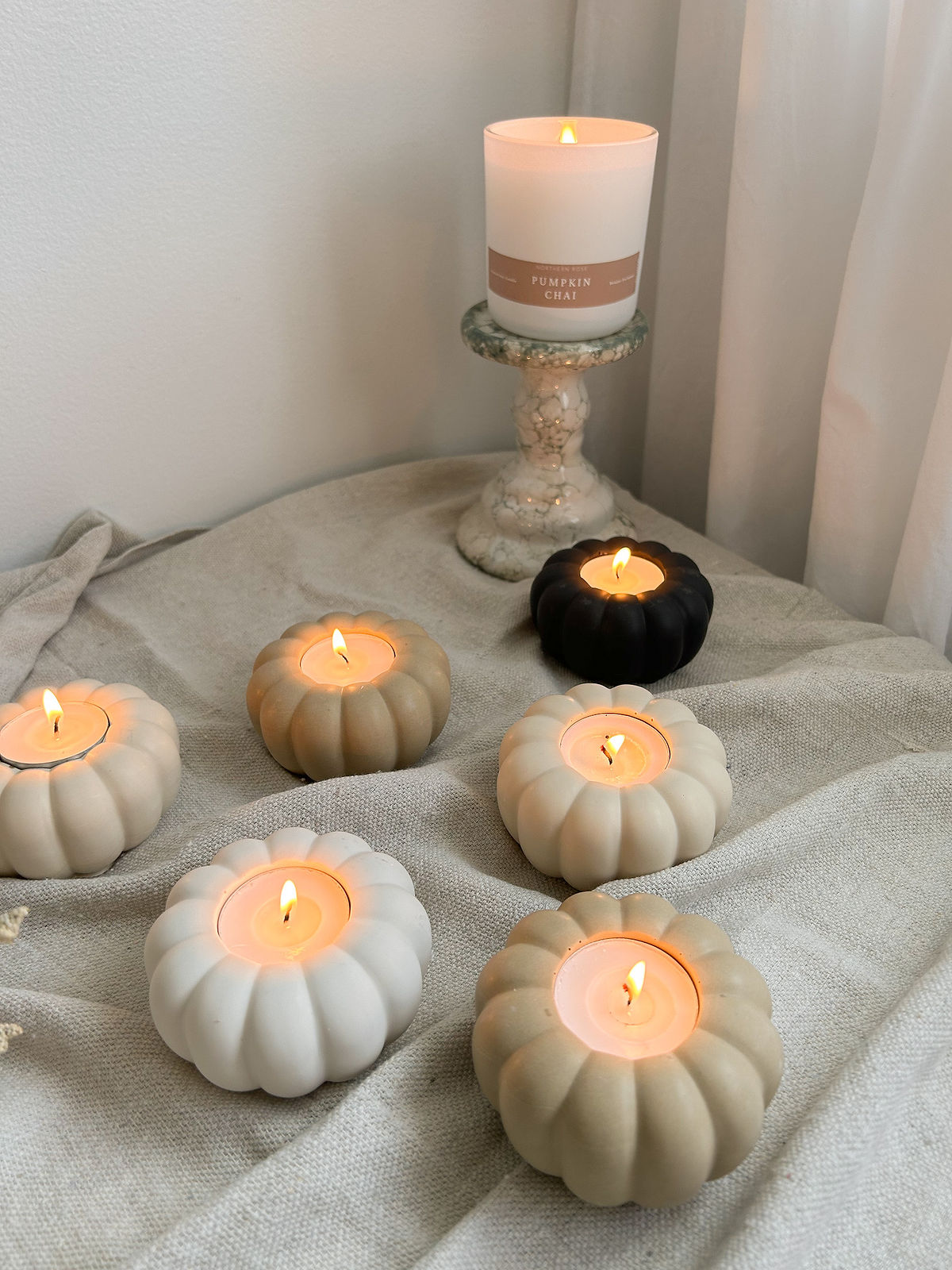 Stone Pumpkin Tealight Holder